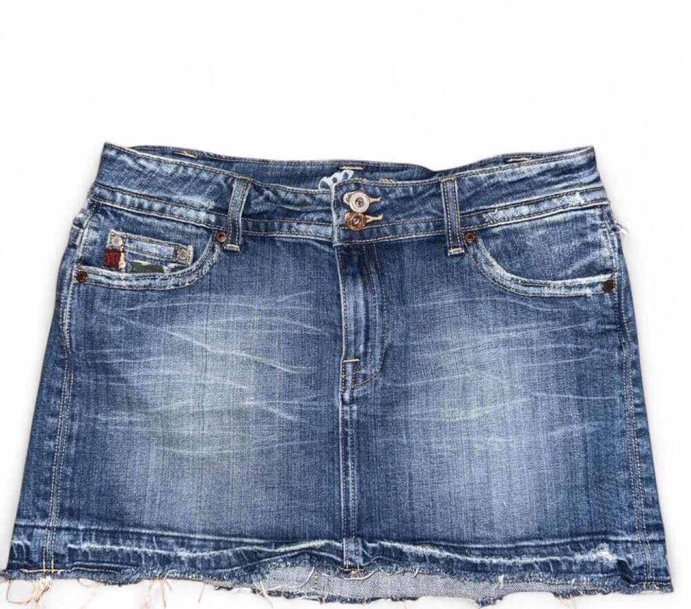 Miss Me Denim Camo Flap Pocket Mini Skirt